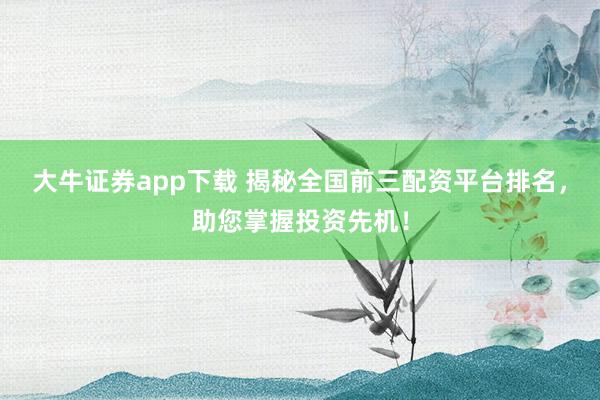 大牛证券app下载 揭秘全国前三配资平台排名，助您掌握投资先机！