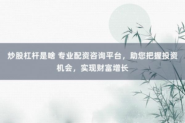 炒股杠杆是啥 专业配资咨询平台，助您把握投资机会，实现财富增长
