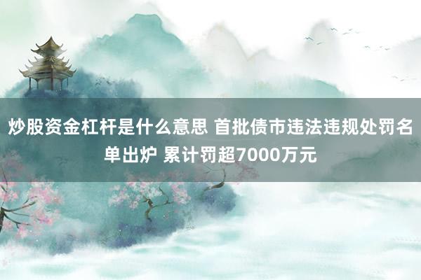 炒股资金杠杆是什么意思 首批债市违法违规处罚名单出炉 累计罚超7000万元