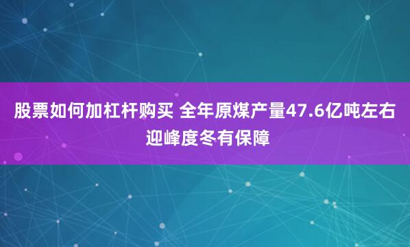 股票如何加杠杆购买 全年原煤产量47.6亿吨左右 迎峰度冬有保障
