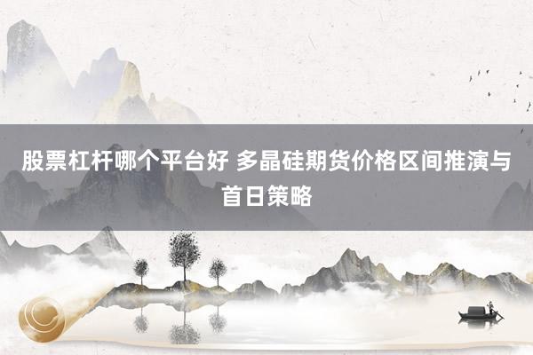 股票杠杆哪个平台好 多晶硅期货价格区间推演与首日策略