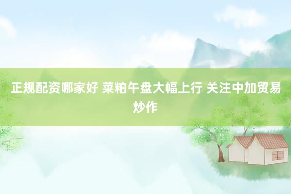 正规配资哪家好 菜粕午盘大幅上行 关注中加贸易炒作