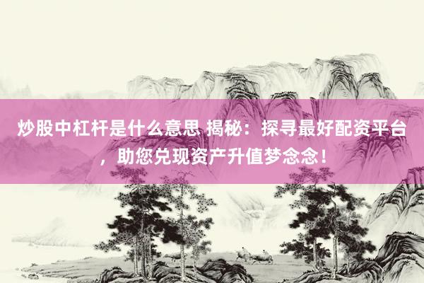 炒股中杠杆是什么意思 揭秘：探寻最好配资平台，助您兑现资产升值梦念念！