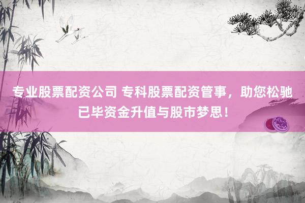 专业股票配资公司 专科股票配资管事，助您松驰已毕资金升值与股市梦思！