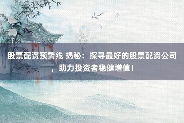 股票配资预警线 揭秘：探寻最好的股票配资公司，助力投资者稳健增值！