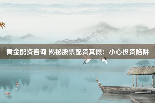 黄金配资咨询 揭秘股票配资真假：小心投资陷阱